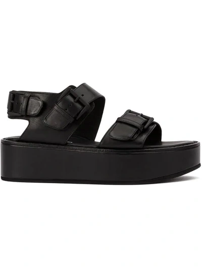 Shop Ann Demeulemeester Buckle Platform Sandals - Black