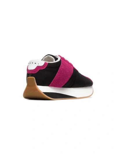 Shop Marni Colour Block Platform Sneakers In Black