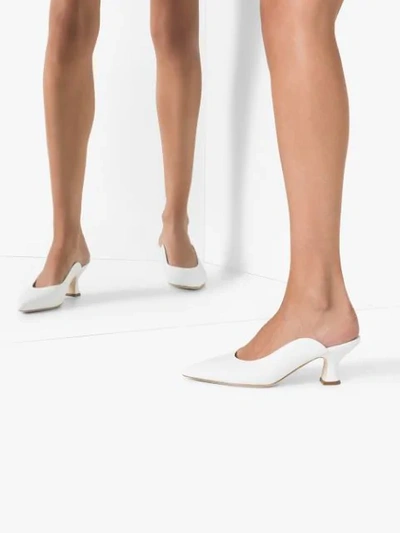Shop Burberry Pointed-toe Mules In White