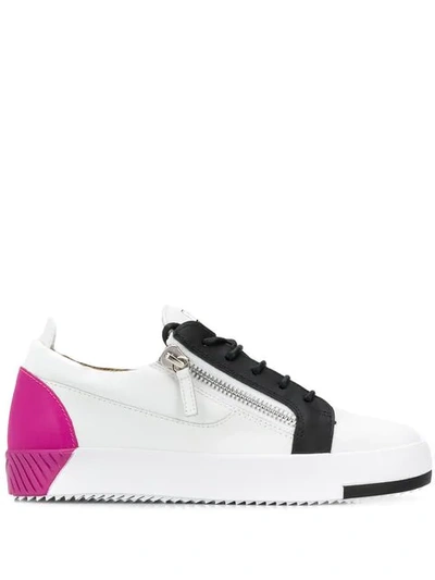 Shop Giuseppe Zanotti Side Zipped Sneakers In White
