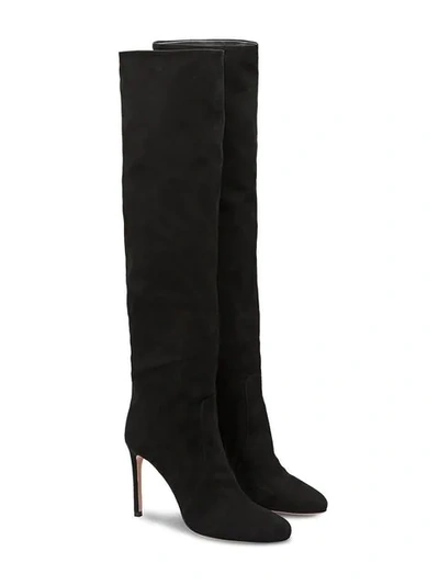 Shop Prada Calf Suede Boots In Black