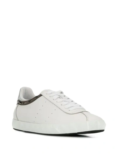 Shop Emporio Armani Metallic Sneakers In White