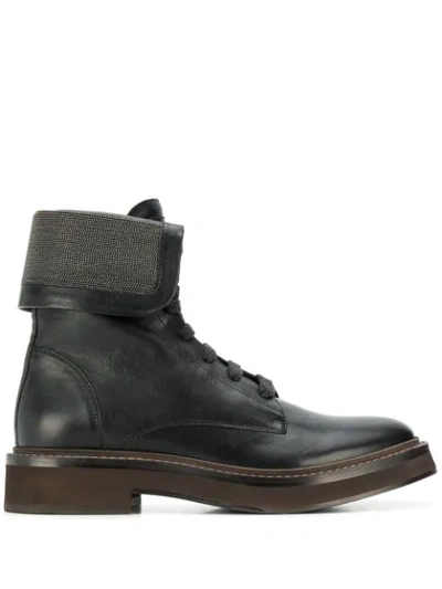 Shop Brunello Cucinelli Fold-over Boots In Black