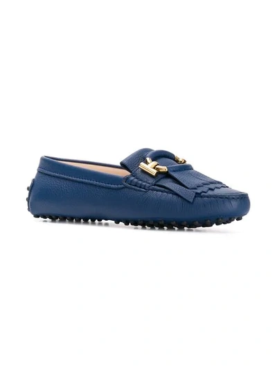 Shop Tod's Classic Fringed Loafers In Blue