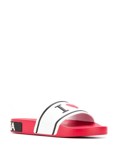 Shop Dolce & Gabbana Logo Slides In White