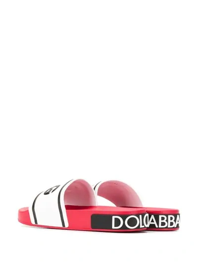 Dolce & Gabbana Embossed Logo Pool Slides In White