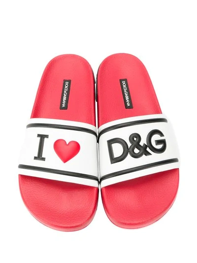 Dolce & Gabbana Embossed Logo Pool Slides In White