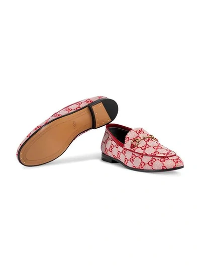 Shop Gucci Jordaan Gg Canvas Loafer In Neutrals ,red
