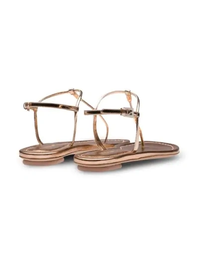 Shop Prada Metallic Open-toe Sandals