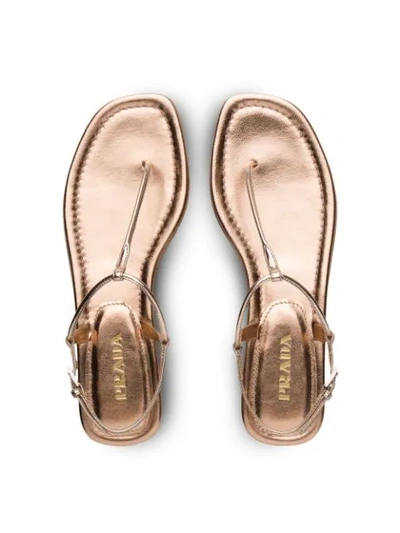 Shop Prada Metallic Open-toe Sandals