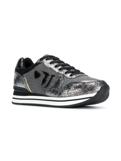 Shop Trussardi Jeans Glitter Detail Sneakers - Silver