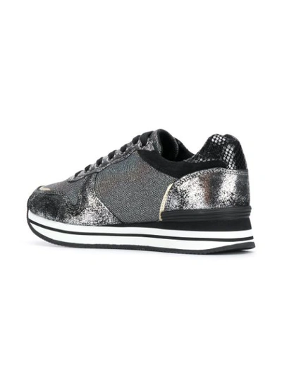 Shop Trussardi Jeans Glitter Detail Sneakers - Silver