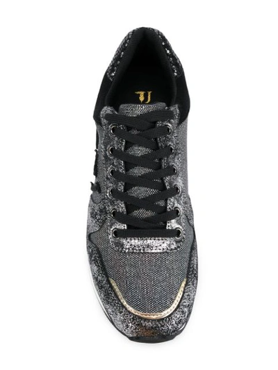 Shop Trussardi Jeans Glitter Detail Sneakers - Silver