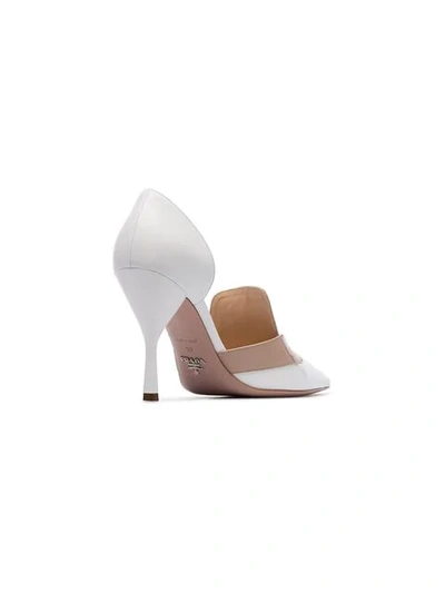 Shop Prada Pointed Two-tone 95 Pumps In White