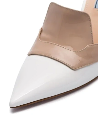 Shop Prada Pointed Two-tone 95 Pumps In White
