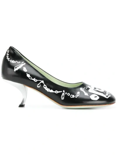 Shop Marni Painted Pumps In Black