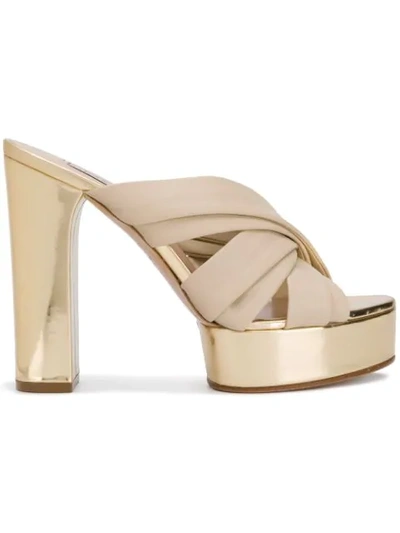 Shop Casadei Manu Platform Mules In Gold