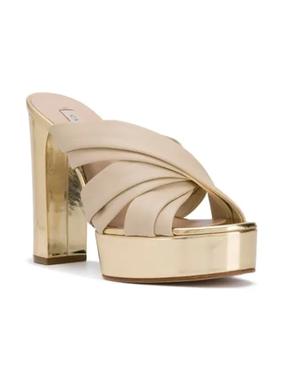 Shop Casadei Manu Platform Mules In Gold