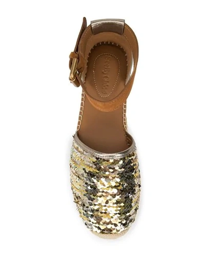 Shop See By Chloé Sequin Espadrilles - Gold