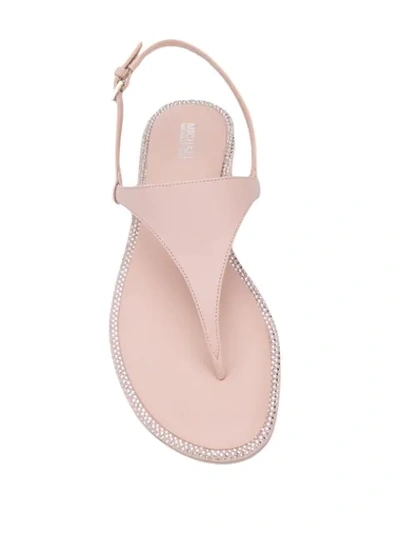 Shop Michael Michael Kors Studded Thong Sandals In Pink
