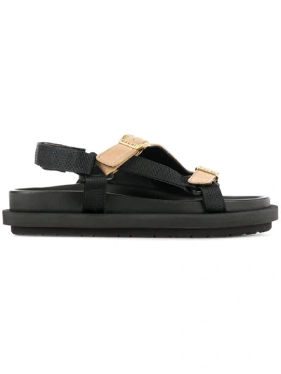 Shop Sacai Buckle Strap Sandals In Neutrals ,black