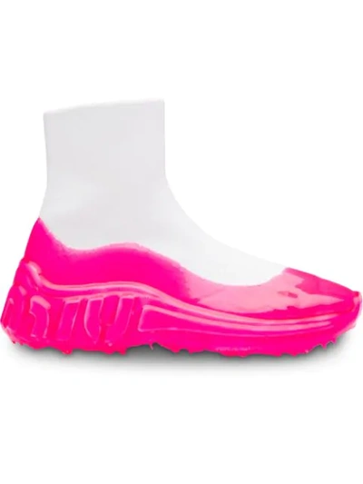Miu Miu Tech Knit High-top Sneakers In Pink ,white