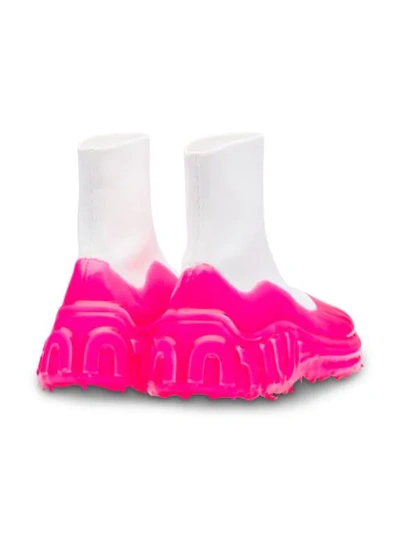 Miu Miu Tech Knit High-top Sneakers In Pink ,white
