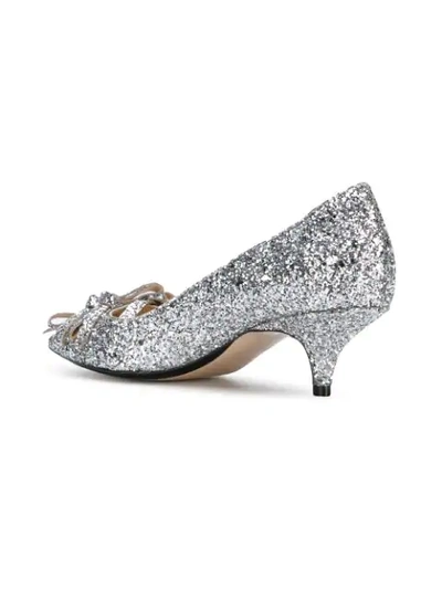 Shop N°21 Glitter Bow Pumps In Argento Silver