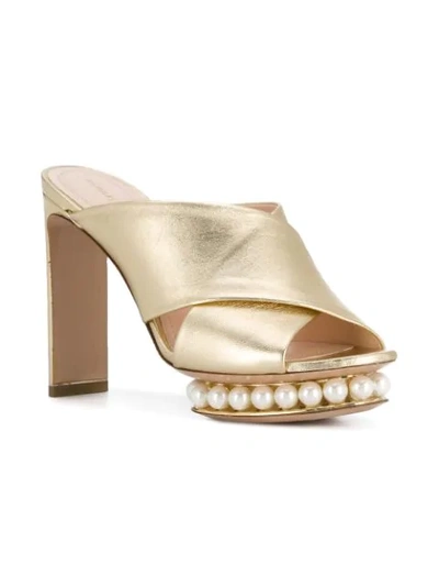 Shop Nicholas Kirkwood Casati Pearl Platform Mules In Metallic