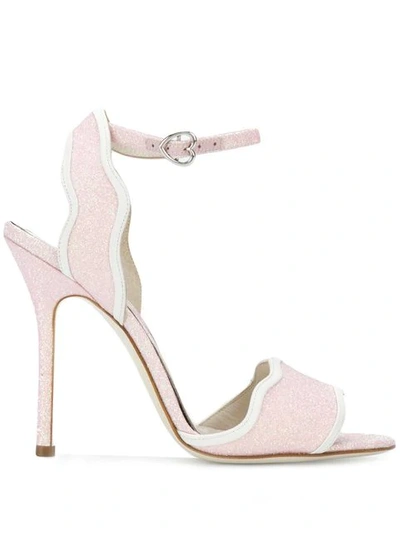 Shop Francesca Bellavita Stardust Glitter Stiletto Sandals In Pink