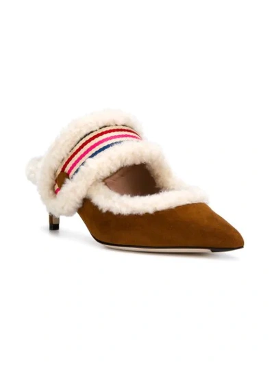 Shop Marco De Vincenzo Shearling Pointed Mules - Brown