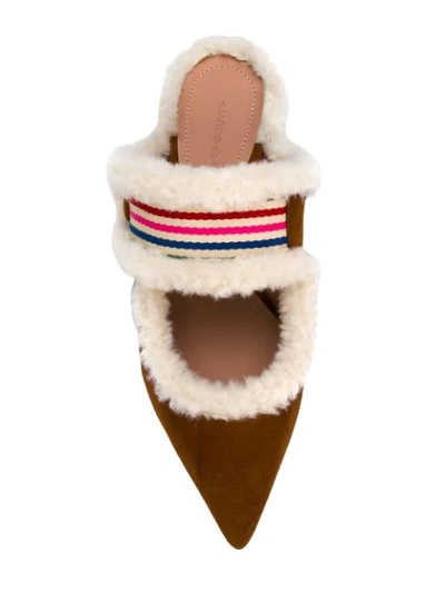 Shop Marco De Vincenzo Shearling Pointed Mules - Brown