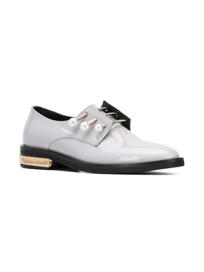 Shop Coliac Pearl-embellished Loafers In Grey