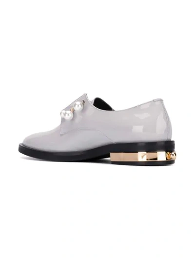 Shop Coliac Pearl-embellished Loafers In Grey