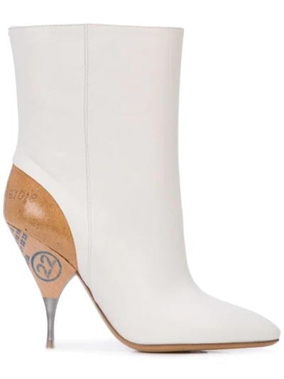 Shop Maison Margiela Contrasting Heel Ankle Boots In White