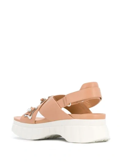 Shop Tory Burch Embellished Cross Strap Sandals In Neutrals