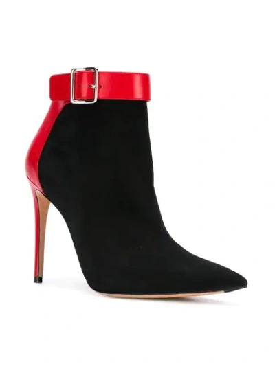 Shop Alexander Mcqueen Contrast Ankle Strap Boots In Black