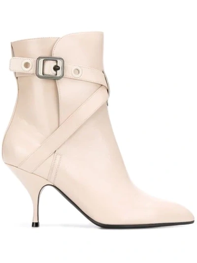 Shop Bottega Veneta Pointed Toe Ankle Boots In Neutrals