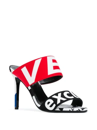 Shop Versace Lettering Logo Print Sandals In Black