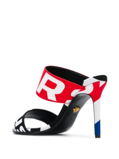 Shop Versace Lettering Logo Print Sandals In Black