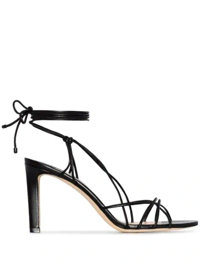 Shop Jimmy Choo Tao 85 Leather Strappy Sandals - Black In Schwarz