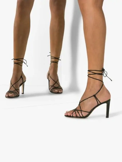 JIMMY CHOO TAO 85 LEATHER STRAPPY SANDALS - 黑色