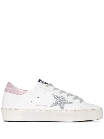 GOLDEN GOOSE SUPERSTAR LOW-TOP SNEAKERS - WHITE- PINK LAMINATED- SILVER GLITTE