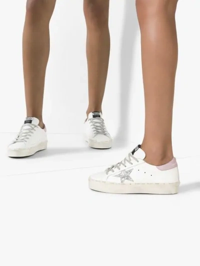 GOLDEN GOOSE SUPERSTAR LOW-TOP SNEAKERS - WHITE- PINK LAMINATED- SILVER GLITTE