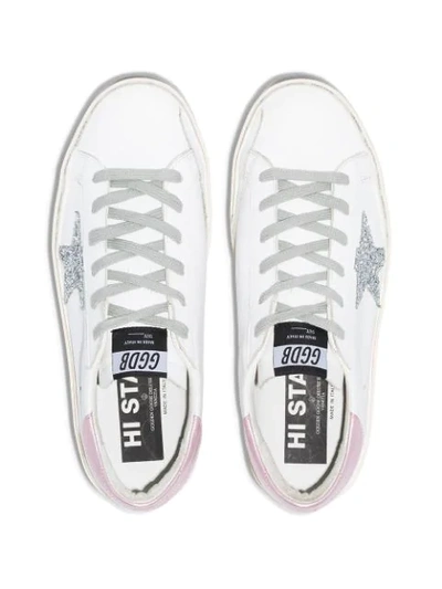 GOLDEN GOOSE SUPERSTAR LOW-TOP SNEAKERS - WHITE- PINK LAMINATED- SILVER GLITTE