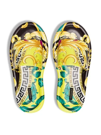 Shop Versace Baroque Printed Slides