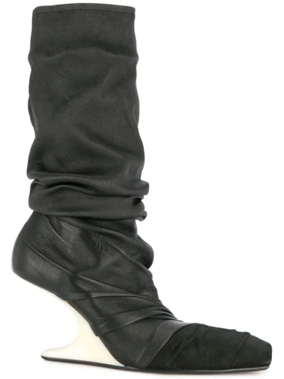 RICK OWENS WEDGE BOOTS - 黑色