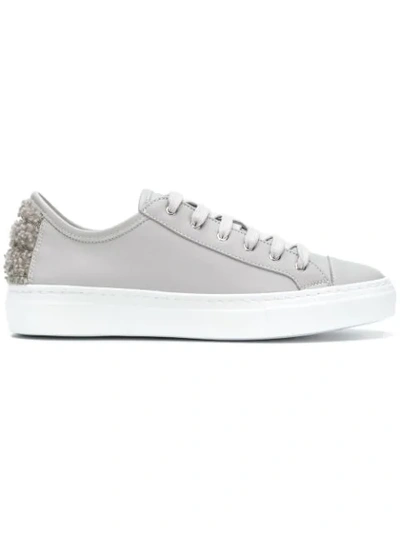 Shop Fabiana Filippi Embellished Heel Lace-up Sneakers - Grey