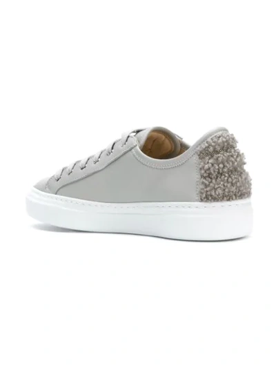 Shop Fabiana Filippi Embellished Heel Lace-up Sneakers - Grey