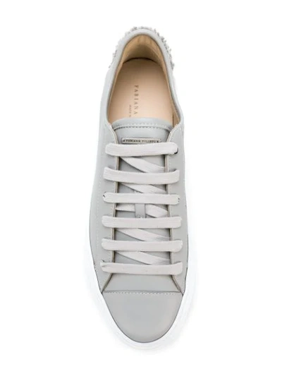 Shop Fabiana Filippi Embellished Heel Lace-up Sneakers - Grey